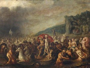 The Triumph of Neptune and Amphitrite, with Figures Feasting in a Distant Cave