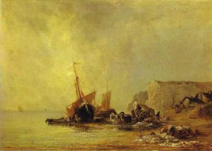Boats By The Shores Of Normandy — Richard Parkes Bonington, Romanticism