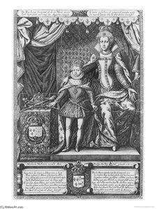 Queen Marie De Medicis And Louis Xiii As A Child Engraved