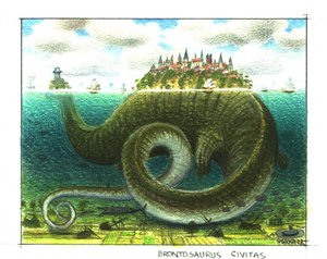 Brontosaurus Civitas — Jacek Yerka