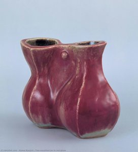 Two-mouthed Jar In Red Glaze — Kawai Kanjirô