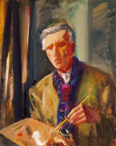 Self-portrait With Red And Blue Scarf
