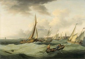 Fishing Boats In A Breeze Off Great Yarmouth — John Thomas Serres