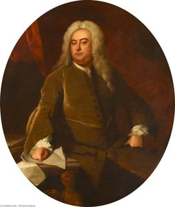 Three-quarter-length Portrait Of A Seated Gentleman Wearing A Wig And Brown Coat — Thomas Hudson