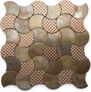 Antique Copper & Stainless Steel Fish Scale Mosaic Tiles