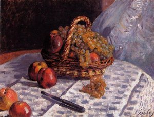 Still Life - Apples And Grapes — Alfred Sisley