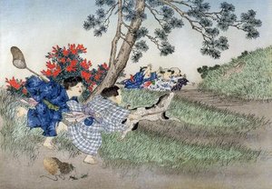 Chasing Rabbits — Kobayashi Eitaku