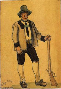 Farmer In Costume With Support — Albin Egger Lienz