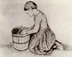 Girl Kneeling In Front Of A Bucket — Vincent Willem Van Gogh