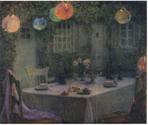 Table With Lanterns In Gerberoy — Henri Le Sidaner