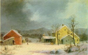 Yellow Farmhouse In Winter — George Henry Durrie