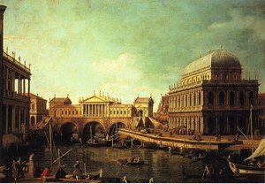 Basilica Di Vecenza And The Ponte De Rialto — Canaletto, Baroque