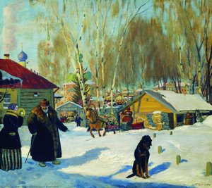 Merchant's Yard — Boris Mikhailovich Kustodiev, Art Nouveau