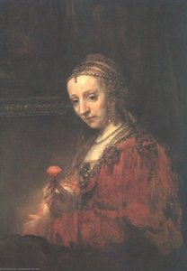 Frau Mit Einer Rose — Rembrandt Van Rijn, Baroque Kunst