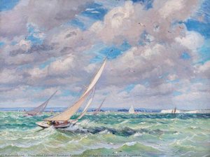 Burnham Restricted Class Beating to Windward, in Pegwell Bay