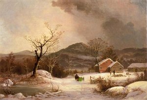 Farmstead And Sleigh In Winter — George Henry Durrie