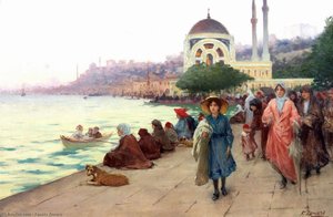 Walking Along The Sea — Fausto Zonaro