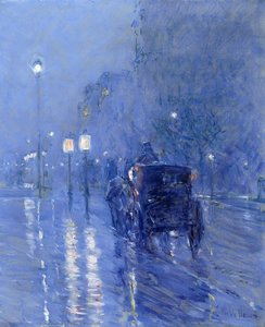 Rainy Midnight — Frederick Childe Hassam, Impressionism