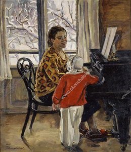 Natalia Petrovna With Katya At The Piano — Pyotr Konchalovsky