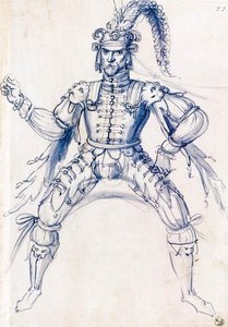 Kostümzeichnung Für Einen Ritter Zu Pferd — Giuseppe Arcimboldo
