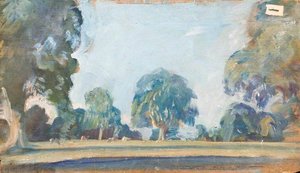 A Landscape Of Trees And Grazing Sheep — Sir Alfred James Munnings, British Impressionism