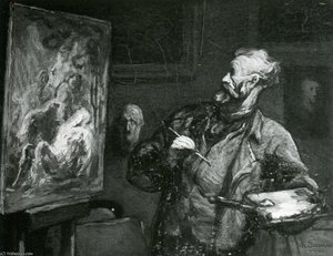 Le Peintre À La Mise Au Tombeau, Huile Sur Panneau E Painter With The Setting With The Tomb, Oils On Panel — Honoré Daumier