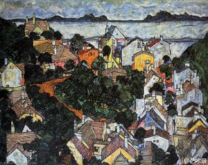 Summer Landscape, Krumau — Egon Schiele, Art Nouveau