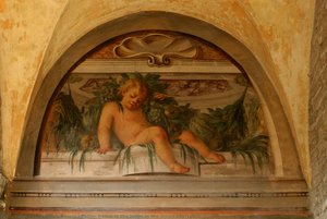 Putto, Fresco In The Lodge In The Inside Courtyard — Felice Boselli, Baroque