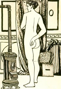 Female Nude From Back With Stove — Rafael Zabaleta Fuentes