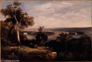 Wooded landscape with a distant view