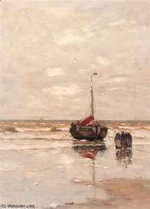 Women By A Bomschuit On The Beach — Gerhard Morgenstjerne Munthe