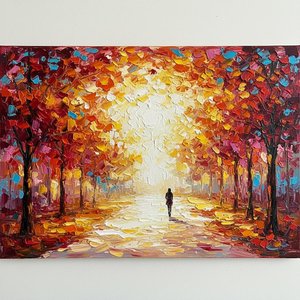 Radiant Path Through Autumnal Embers: A Singular Vision Of Luminous Transcendence — Christian Noiret, Contemporary Abstract