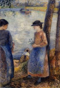 By The Water. — Camille Pissarro