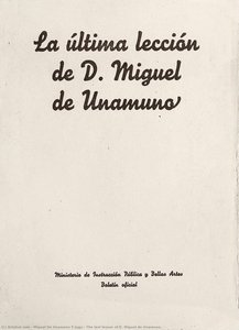 The last lesson of D. Miguel de Unamuno