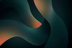 Ethereal Undulations In Midnight Teal And Glowing Terracotta Silk Ribbon — Laurent Blanc, Neo-abstract