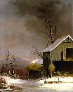 Winter Farm Scene, Connecticut — George Henry Durrie