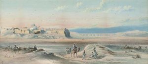 Arab Travellers At Sunset A Town Beyond — Frederick Goodall