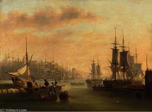 Hustle And Bustle And A Forest Of Masts In A Port — John Wilson Carmichael, Victorian Maritime Art