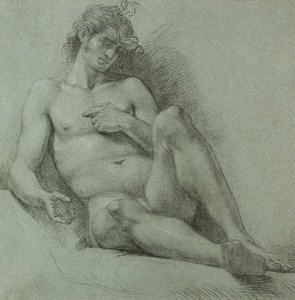 A Seated Male Nude Seen From The Front — Benjamin West