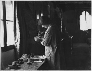 Henriette In The Textile Workshop — Mariano Fortuny, Contemporary Realism