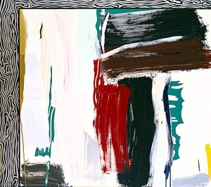 Painting With Silver Wood Grain Frame — Roy Lichtenstein, Pop Art