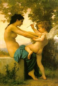 Young Girl Defending Herself Against Eros — William-adolphe Bouguereau