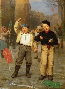 Flying Kites — John George Brown
