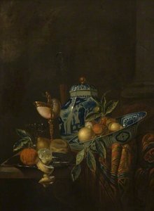 Still Life With Fruit And Blue And White China — Juriaen Van Streeck