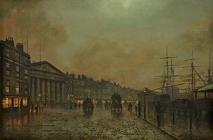 The Custom House, Liverpool, Looking South — John Atkinson Grimshaw, Academic Impressionism