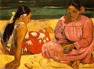 Femmes De Tahiti Or Sur La Plage, Mu — Eugène Henri Paul Gauguin, Post-impressionism