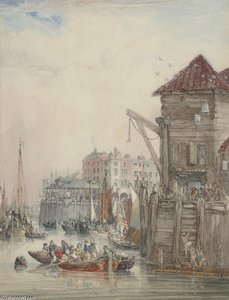 A Busy Day On The Thames, The Wharves At Limehouse