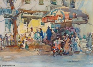 Figures In A Courtyard — Arthur Henry Church