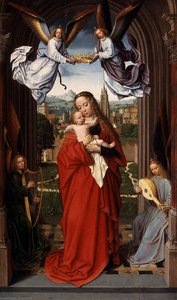 Virgin And Child With Four Angels — Gerard David, Early Netherlandish Painting