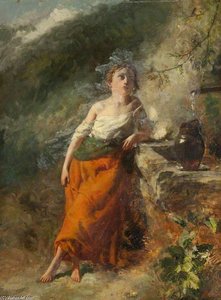 Autumn - Welsh Girl At A Mountain Stream — Paul Falconer Poole